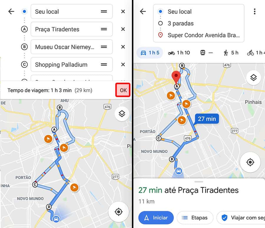 como fazer rota de entrega no Google Maps
